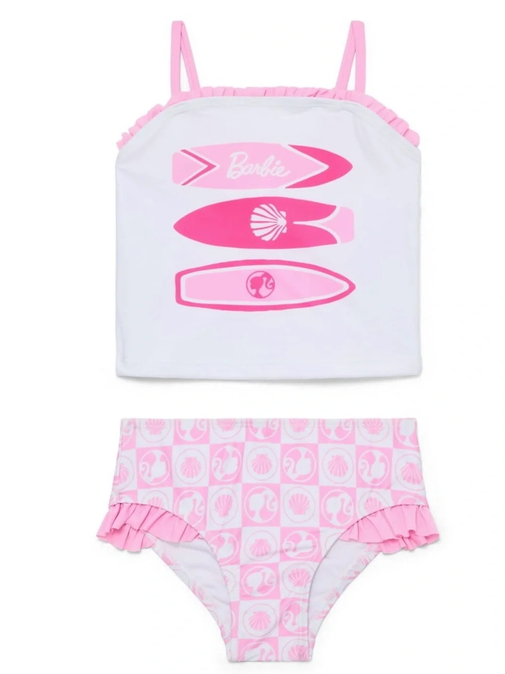 Barbie Pink and White Surfboard Graphic Girls' Swim set